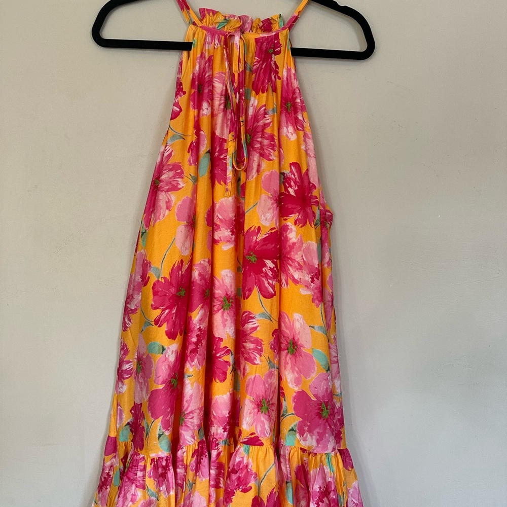 H&M Floral Midi Dress in Pink and Yellow - Picture 2 of 6